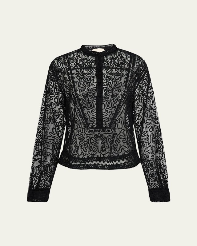Esme Sheer Embroidered Blouse